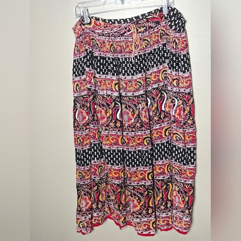 Vintage Cute Options Flowy Boho Gypsy‎ Hippie Festival Maxi Skirt, Free Size